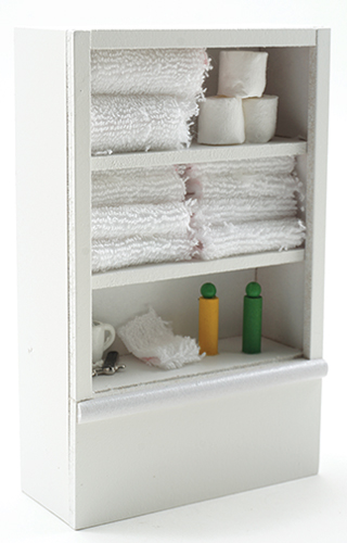 Dollhouse Miniature Linen Cupboard, White